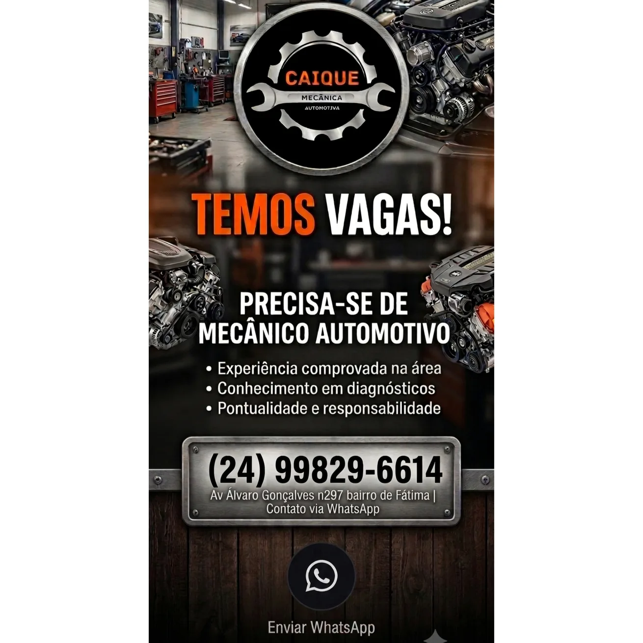 VAGAS DE EMPREGO MECÂNICO! 📢📢